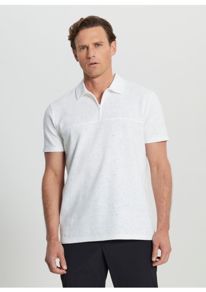 Polo Yaka Jakarlı Ekru Erkek T-Shirt ACE091252119_EKR modelleri