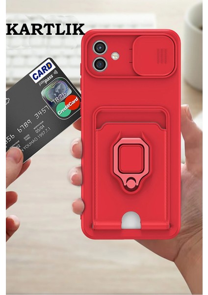 Samsung Galaxy A05 Kılıf Zuma Kartvizitli Yüzüklü Silikon - Yeşil Nrmsa