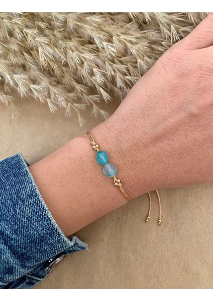 Mavi Doğal Akik Taşı Bileklik