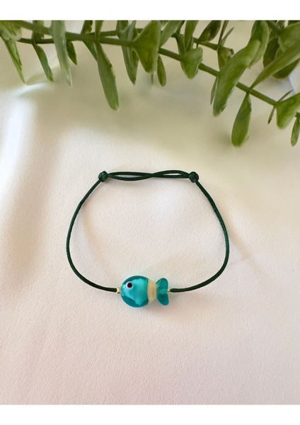 Yeşil Murano Cam Balık Bileklik