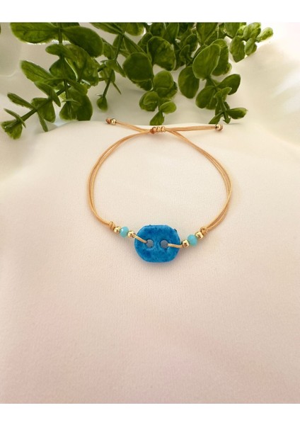 Süryani Nazar Boncuğu Altın Renk Ip Bileklik