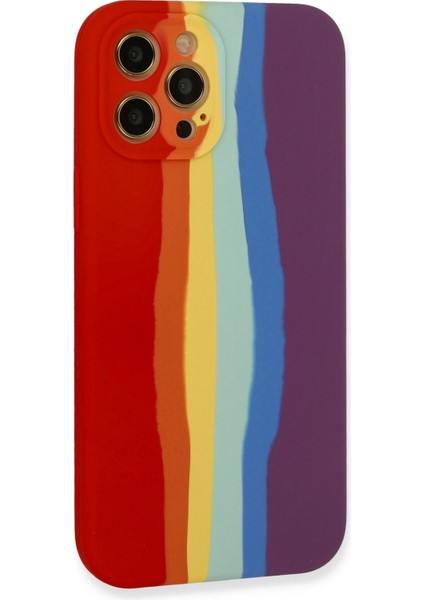 Iphone 12 Pro Kılıf Ebruli Lansman Silikon - Kırmızı-mor Nrmsa