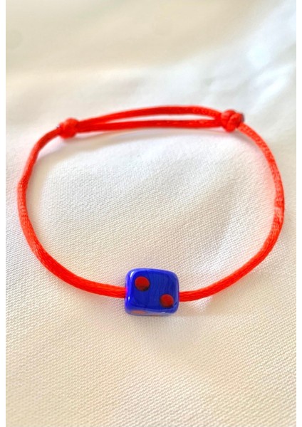 Mavi Küp Murano Cam Boncuklu Kırmızı Bileklik
