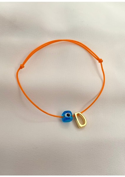 Turuncu Nazar Boncuklu Harf Bileklik