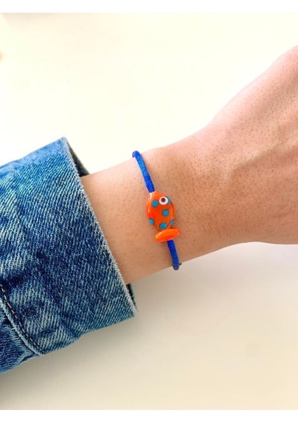 Murano Cam Boncuklu Turuncu Balık Bileklik