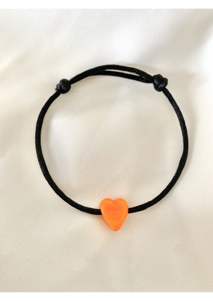 Turuncu Murano Cam Boncuk Kalp Bileklik
