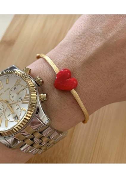 Murano Cam Boncuklu Kalp Bileklik