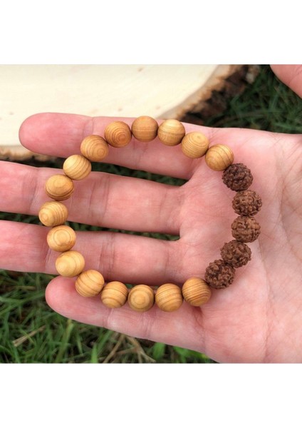 Sandal Ağacı Rudraksha Kahverengi Erkek Bileklik