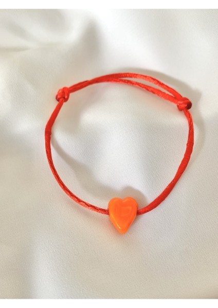 Turuncu Murano Cam Boncuklu Kalp Bileklik
