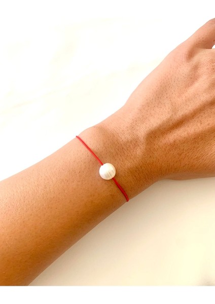 Incili Kırmızı Ip Bileklik