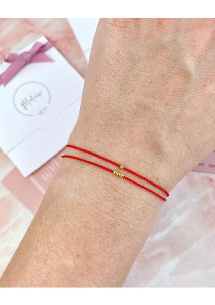 Ikili Kırmızı Ip Bileklik