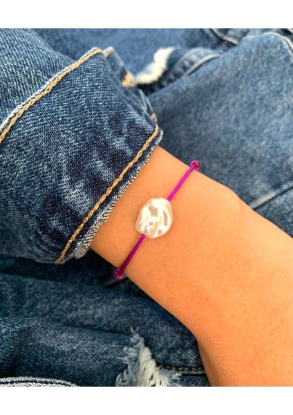 Incili Mor Ip Bileklik