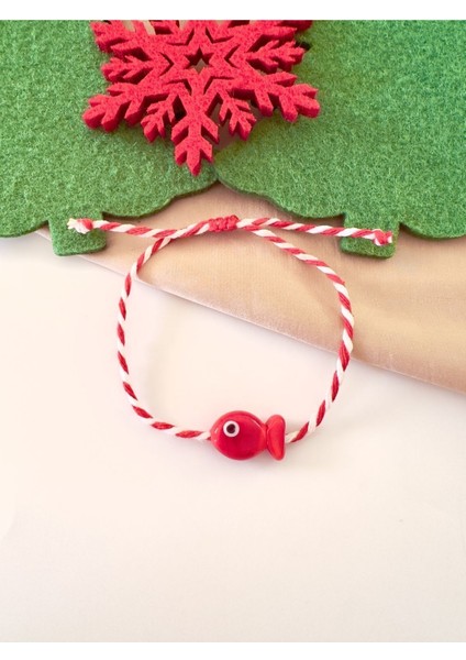 Kırmızı Cam Balık Marteniçka Yılbaşı Yeniyıl Bileklik