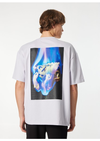 Bisiklet Yaka Düz Açık Mor Erkek T-Shirt 50521269_DFLOFIRE