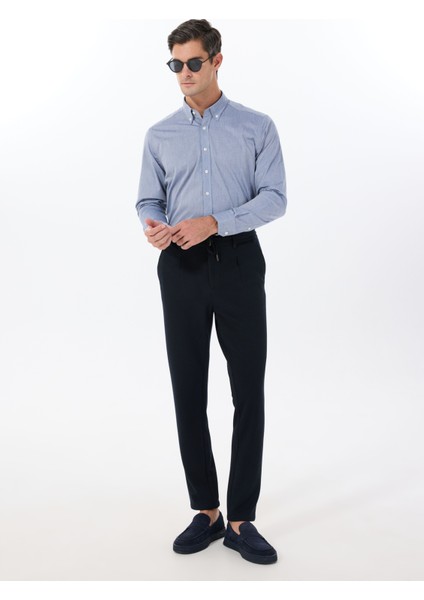 Slim Fit Düğmeli Yaka Lacivert Erkek Gömlek ACE020252040_LAC fiyatları