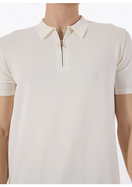 Gmg Fırenze Polo Yaka Slim Fit Ekru Erkek Kazak GU25MSS04016