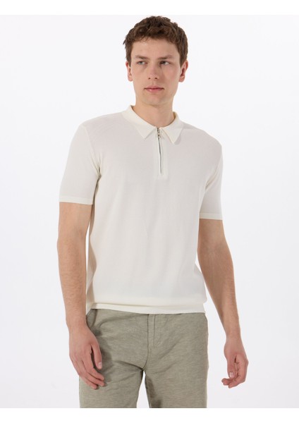 Gmg Fırenze Polo Yaka Slim Fit Ekru Erkek Kazak GU25MSS04016