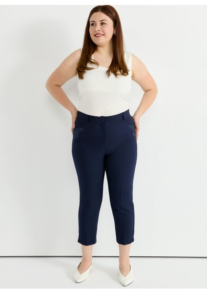 Normal Bel Normal Lacivert Kadın Pantolon 25YSL5391