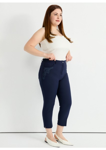 Normal Bel Normal Lacivert Kadın Pantolon 25YSL5391