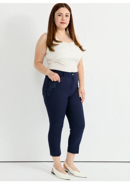 Normal Bel Normal Lacivert Kadın Pantolon 25YSL5391
