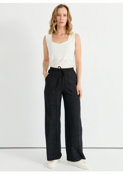 Normal Bel Standart Siyah Kadın Pantolon 25YSL5396