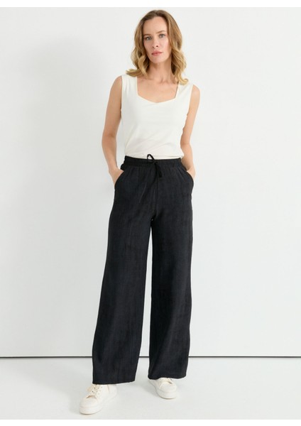 Normal Bel Standart Siyah Kadın Pantolon 25YSL5396