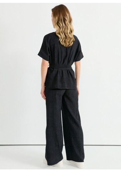 Normal Bel Standart Siyah Kadın Pantolon 25YSL5396