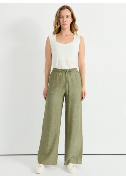 Normal Bel Standart Haki Kadın Pantolon 25YSL5396