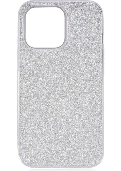Apple iPhone 13 Pro Kılıf Gümüş Jade Simli Silikon Kapak Esnek Ince (Apple iPhone 13 Pro, Gümüş)