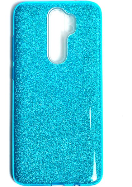 Xiaomi Redmi Note 8 Pro Kılıf Mavi Jade Simli Silikon Kapak Esnek Ince (Xiaomi Redmi Note 8 Pro, Mavi)