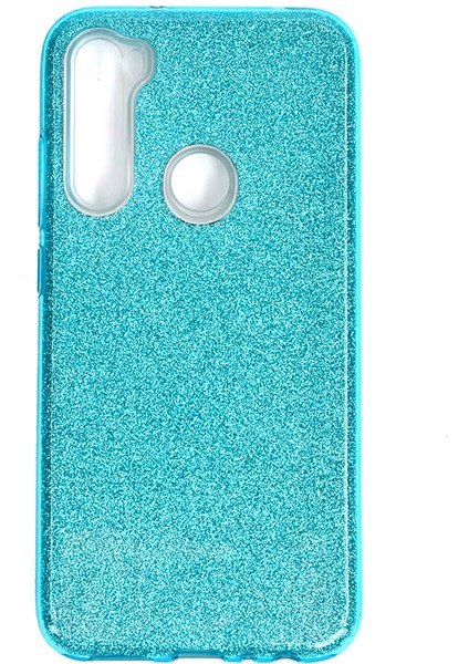 Xiaomi Redmi Note 8 Kılıf Mavi Jade Simli Silikon Kapak Esnek Ince (Xiaomi Redmi Note 8, Mavi)