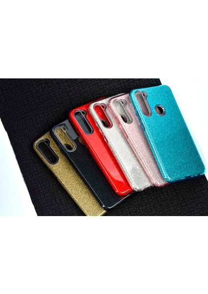 Xiaomi Redmi Note 8 Kılıf Mavi Jade Simli Silikon Kapak Esnek Ince (Xiaomi Redmi Note 8, Mavi)