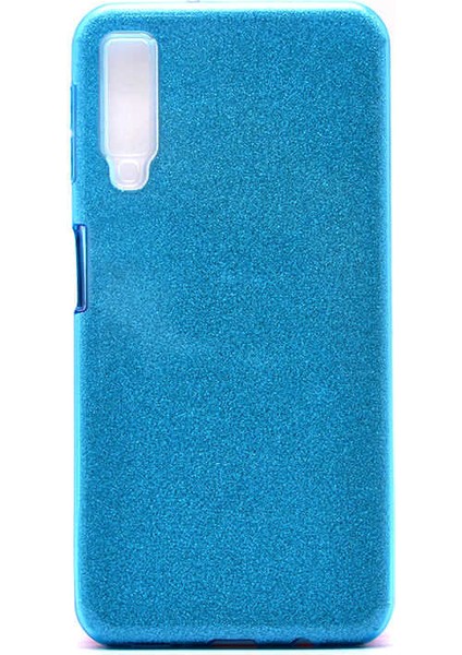Samsung Galaxy A7 2018 Kılıf Mavi Jade Simli Silikon Kapak Esnek Ince (Samsung Galaxy A7 2018, Mavi)