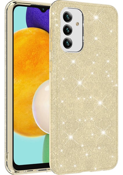 Samsung Galaxy A04S Kılıf Gold Jade Simli Silikon Kapak Esnek Ince (Samsung Galaxy A04S, Gold)