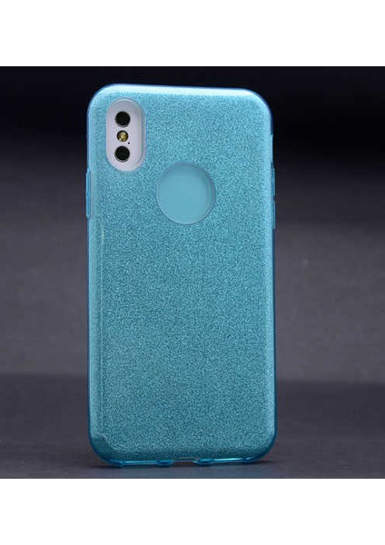 Apple iPhone X/xs Kılıf Mavi Jade Simli Silikon Kapak Esnek Ince (Apple iPhone X/xs, Mavi)
