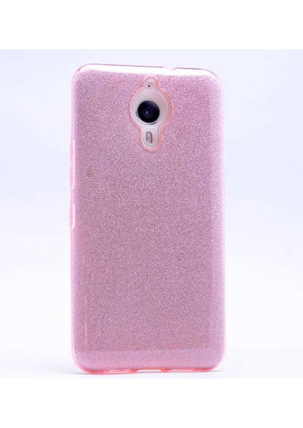 General Mobile 5 Plus Kılıf Pembe Jade Simli Silikon Kapak Orijinal Esnek Ince (General Mobile 5 Plus, Pembe)