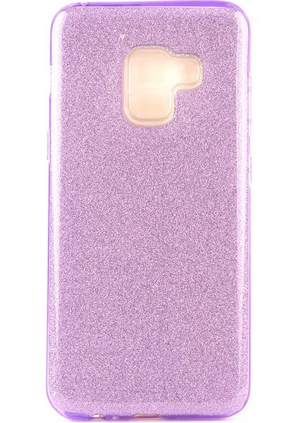 Samsung Galaxy A8 2018 Kılıf Mor Jade Simli Silikon Kapak Esnek Ince (Samsung Galaxy A8 2018, Mor)