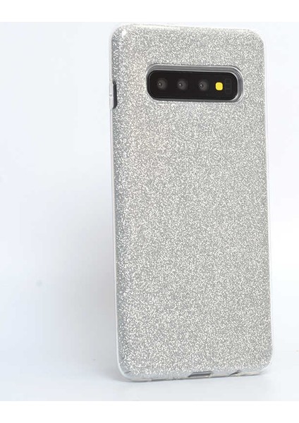 Samsung Galaxy S10 Plus Kılıf Gümüş Jade Simli Silikon Kapak Esnek Ince (Samsung Galaxy S10 Plus, Gümüş)