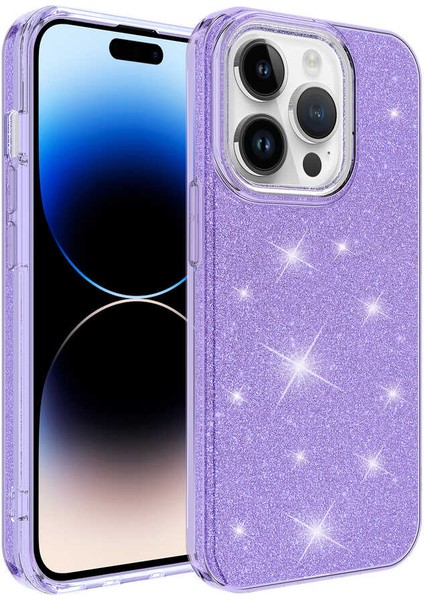 Apple iPhone 14 Pro Kılıf Mor Jade Simli Silikon Kapak Esnek Ince (Apple iPhone 14 Pro, Mor)
