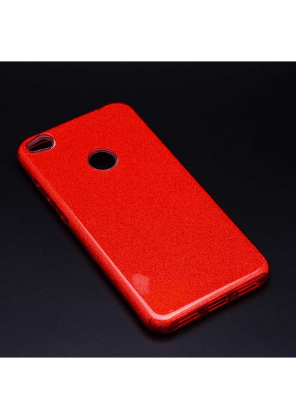 Huawei P9 Lite 2017 Kılıf Kırmızı Jade Simli Silikon Kapak Orijinal Esnek Ince (Huawei P9 Lite 2017, Kırmızı)