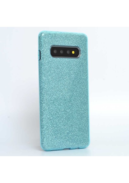 Samsung Galaxy S10 Plus Kılıf Mavi Jade Simli Silikon Kapak Esnek Ince (Samsung Galaxy S10 Plus, Mavi)