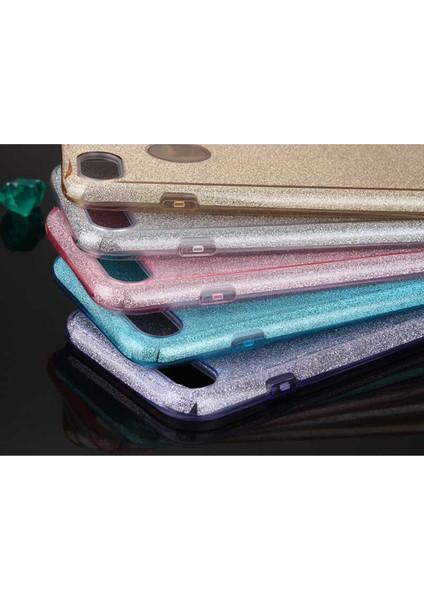 Apple iPhone 8 Plus Kılıf Gold Jade Simli Silikon Kapak Esnek Ince (Apple iPhone 8 Plus, Gold)