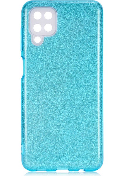 Samsung Galaxy A12 Kılıf Mavi Jade Simli Silikon Kapak Esnek Ince (Samsung Galaxy A12, Mavi)