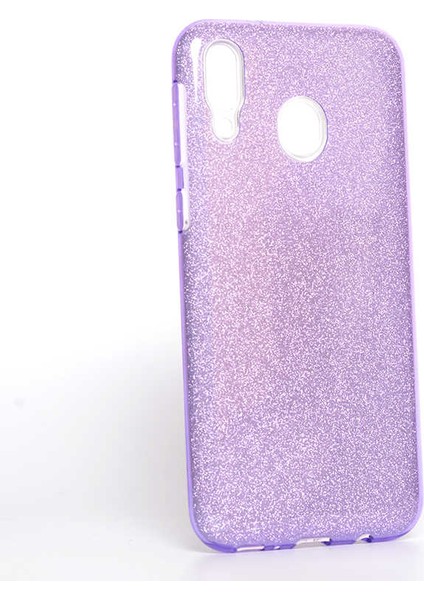Samsung Galaxy M20 Kılıf Mor Jade Simli Silikon Kapak Esnek Ince (Samsung Galaxy M20, Mor)