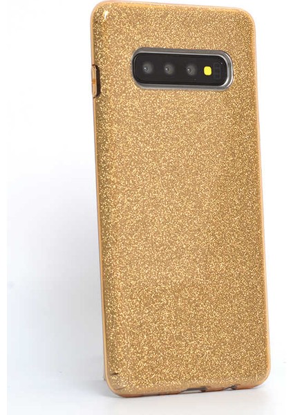 Samsung Galaxy S10 Plus Kılıf Gold Jade Simli Silikon Kapak Esnek Ince (Samsung Galaxy S10 Plus, Gold)