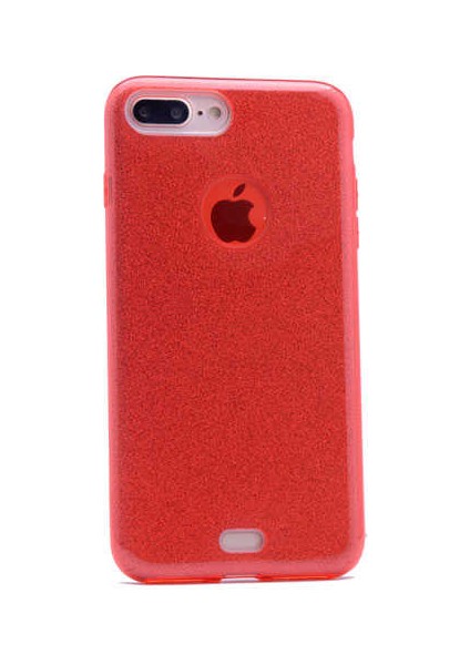 Apple iPhone 8 Plus Kılıf Kırmızı Jade Simli Silikon Kapak Esnek Ince (Apple iPhone 8 Plus, Kırmızı)
