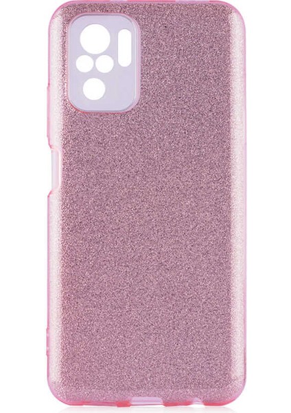 Xiaomi Redmi Note 10S Kılıf Pembe Jade Simli Silikon Kapak Esnek Ince (Xiaomi Redmi Note 10S, Pembe)