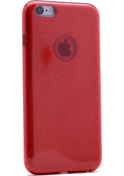 Apple iPhone 8 Kılıf Kırmızı Jade Simli Silikon Kapak Esnek Ince (Apple iPhone 8, Kırmızı)