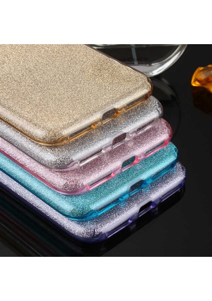 Apple iPhone 8 Plus Kılıf Pembe Jade Simli Silikon Kapak Esnek Ince (Apple iPhone 8 Plus, Pembe)
