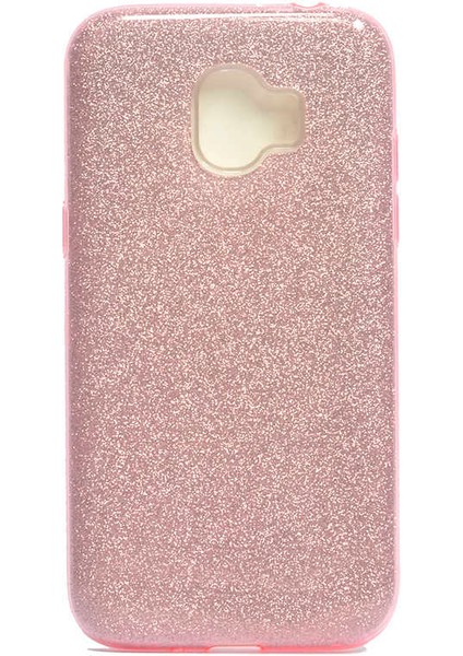Samsung Galaxy J2 Pro 2018 Kılıf Pembe Jade Simli Silikon Kapak Orijinal Esnek Ince (Samsung Galaxy J2 Pro 2018, Pembe)